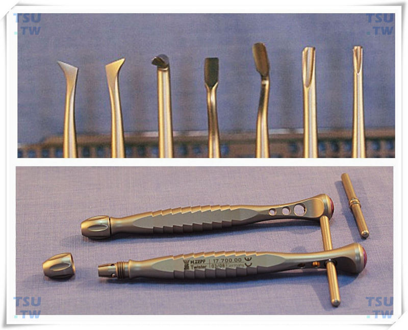 拔牙器械：拔牙钳、牙挺、外科涡轮钻、骨凿