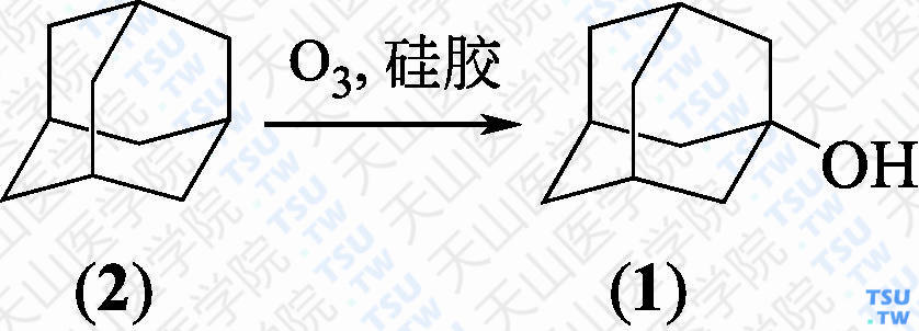 1-金刚醇（分子式：C<sub>10</sub>H<sub>16</sub>O）的合成方法路线及其结构式