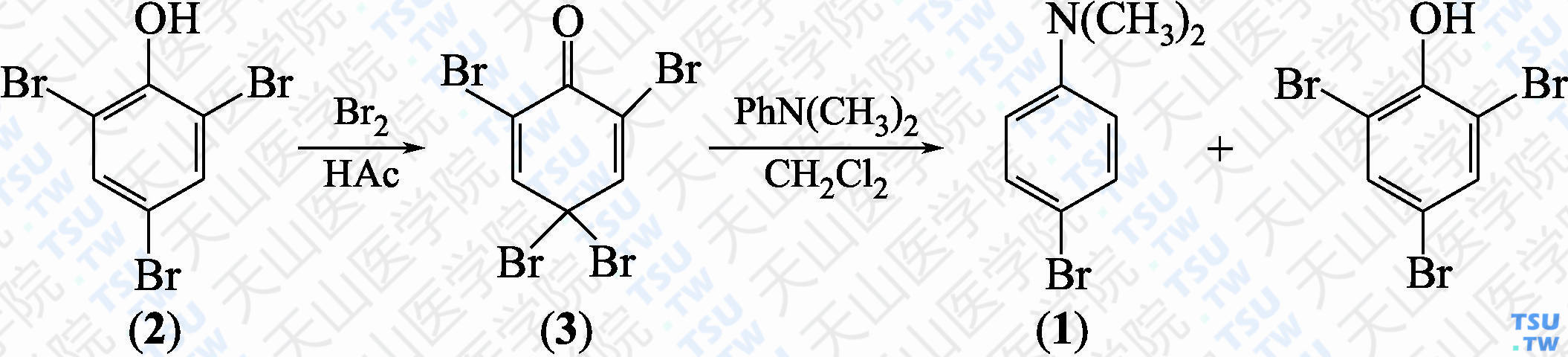 4-溴-<i>N</i>，<i>N</i>-二甲苯胺（分子式：C<sub>8</sub>H<sub>10</sub>BrN）的合成方法路线及其结构式