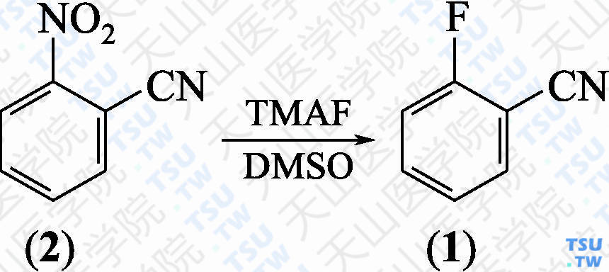 2-氟苯甲腈（分子式：C<sub>7</sub>H<sub>4</sub>FN）的合成方法路线及其结构式