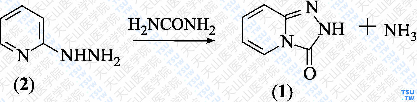 1，2，4-三唑并[4，3-<i>α</i>]吡啶-3（2<i>H</i>）酮（分子式：C<sub>6</sub>H<sub>5</sub>N<sub>3</sub>O）的合成方法路线及其结构式