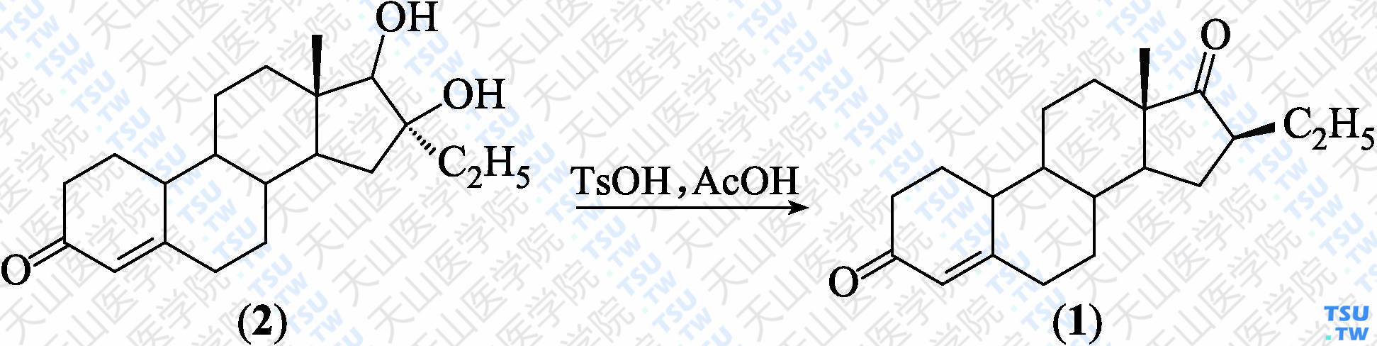 16<i>β</i>-乙基雌烷-4-烯-3，17-二酮（分子式：C<sub>20</sub>H<sub>28</sub>O<sub>2</sub>）的合成方法路线及其结构式