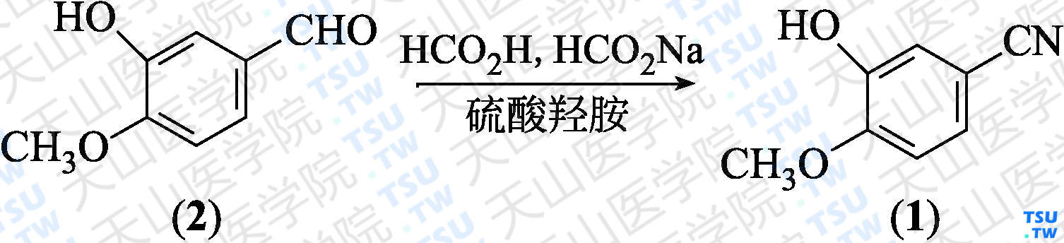 4-甲氧基-3-羟基苯甲腈（分子式：C<sub>8</sub>H<sub>7</sub>NO<sub>2</sub>）的合成方法路线及其结构式