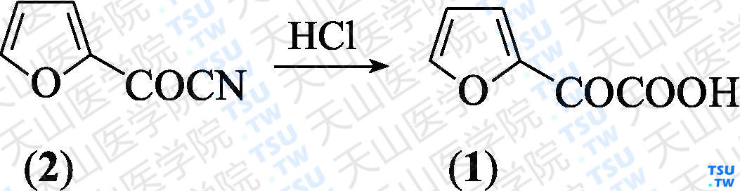 2-氧代-2-呋喃基乙酸（分子式：C<sub>6</sub>H<sub>4</sub>O<sub>4</sub>）的合成方法路线及其结构式