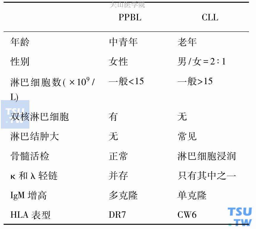 PPBL与CLL的鉴别