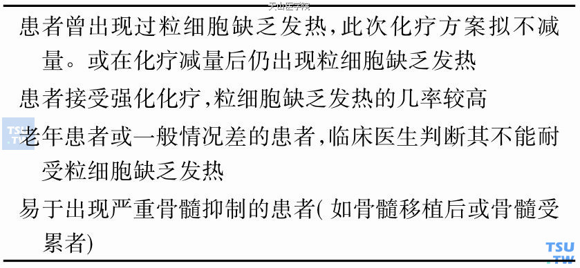 应该接受造血生长因子治疗的患者