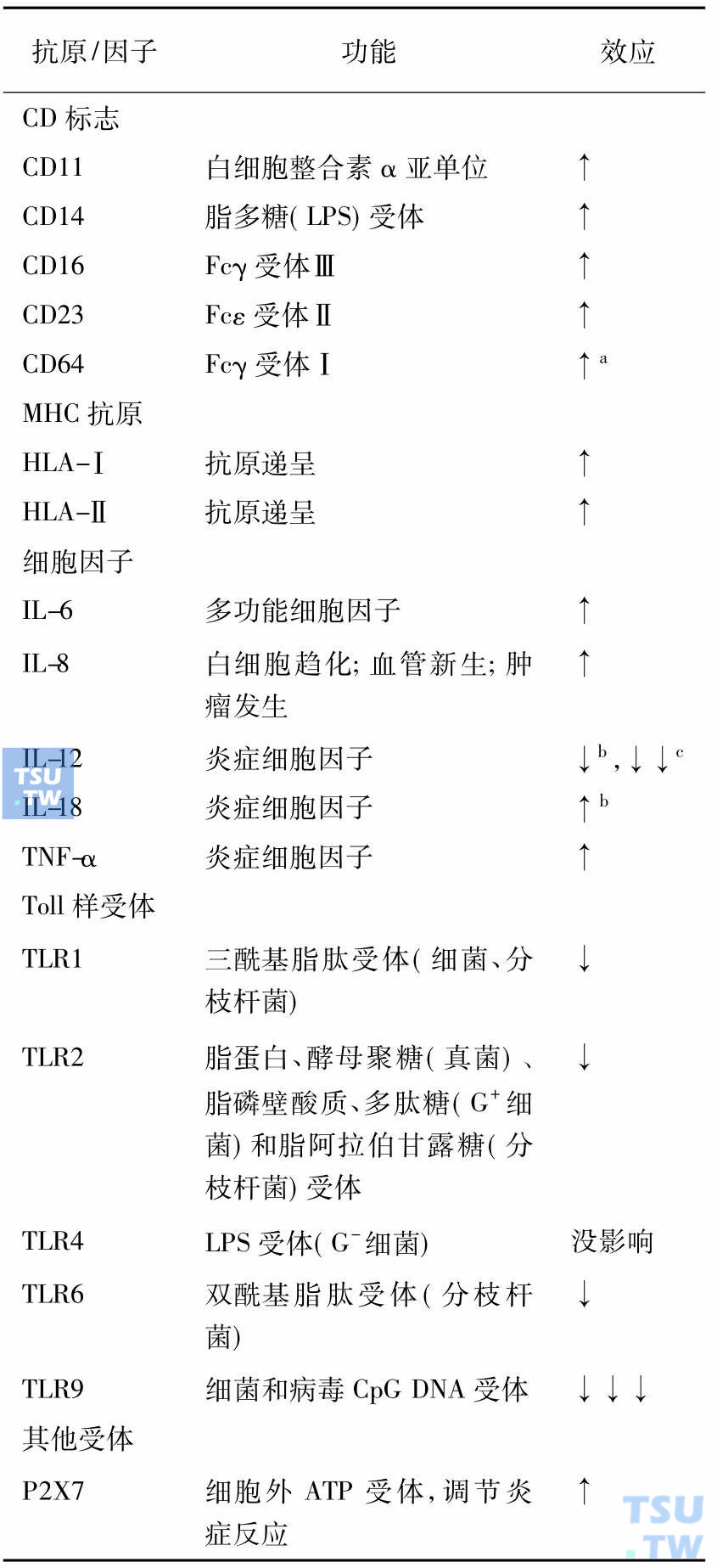 CSF-1调节的细胞因子和表面抗原表达