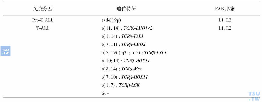 T系ALL的MICM分型