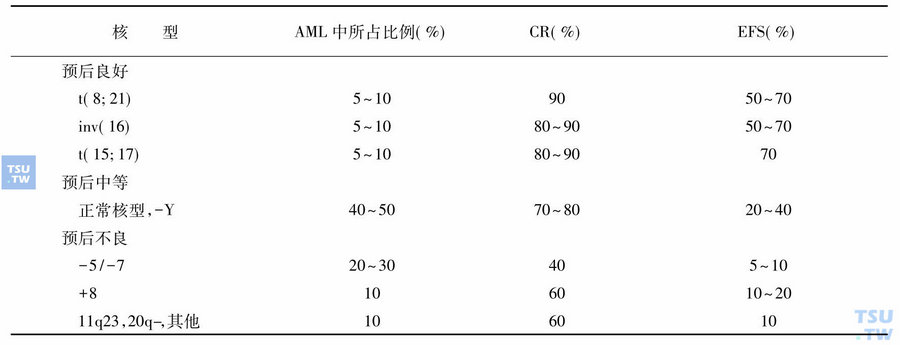 染色体核型在AML预后中的意义