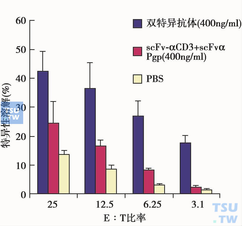  抗PGP/抗CD3双特异抗体体外介导细胞毒性T细胞对靶细胞（K562/A02）的特异性杀伤作用