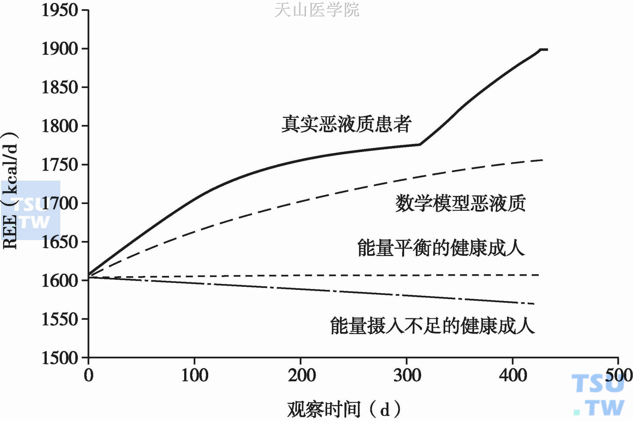 肿瘤恶液质及健康成人REE的动态变化