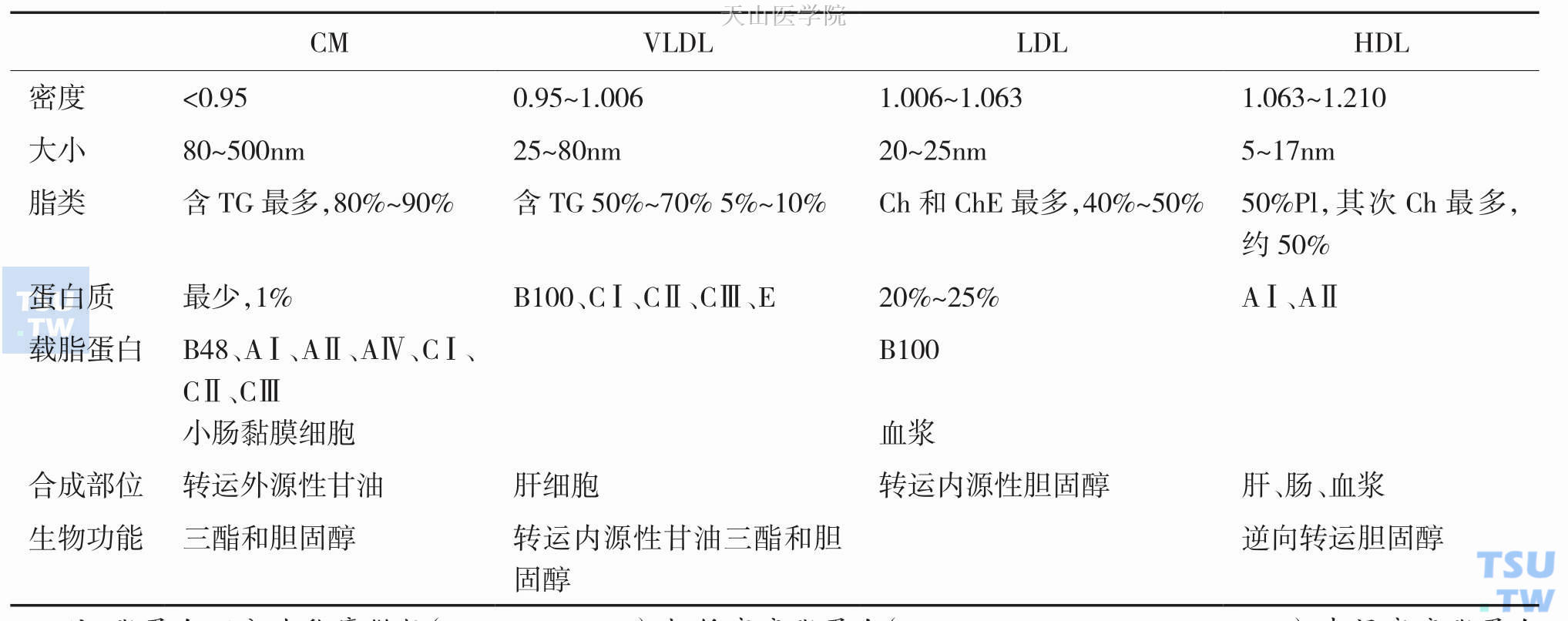 脂蛋白的分类