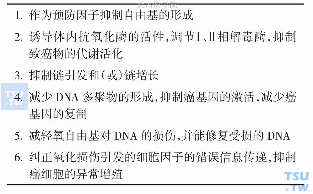 抗氧化剂预防肿瘤的作用机制