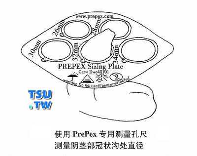 PrePex专用包皮测量尺使用示意图