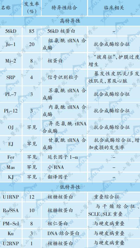 皮肌炎/多发性肌炎患者的自身抗体