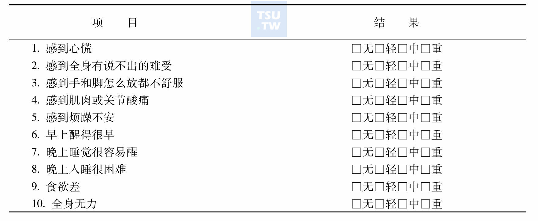 稽延性戒断症状评定量表