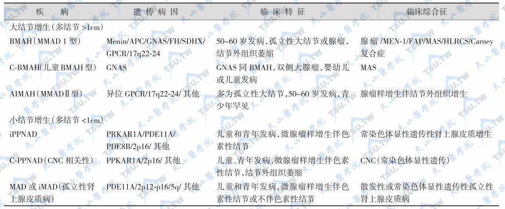 双侧肾上腺皮质增生导致CS的遗传缺陷类型