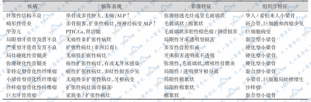 纤维性骨病变的临床表现、影像与组织学特征