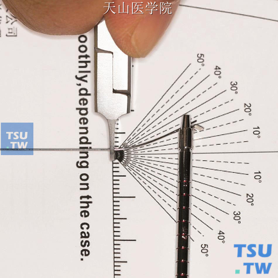 测量形变20°，握持的力量约50g