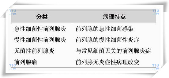 前列腺炎分类及其病理特点