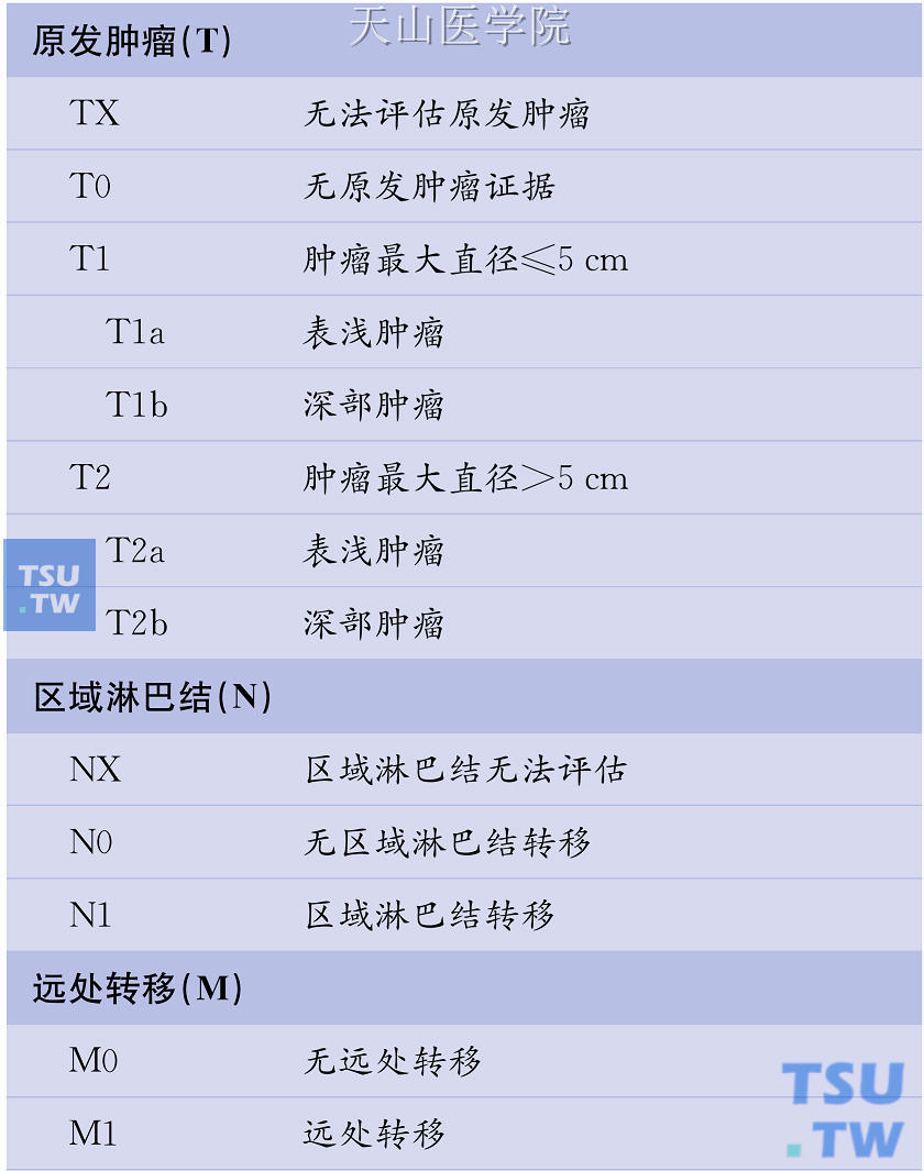 软组织肿瘤的TNM定义及其分期