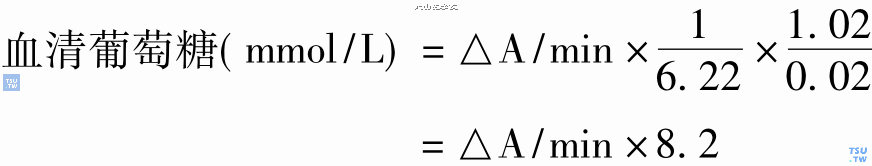 速率法测定，血清葡萄糖计算公式
