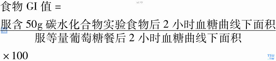 食物GI表示某种食物与葡萄糖相比升高血糖的速度和能力