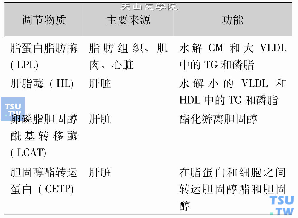 调节脂蛋白代谢的几种酶及物质