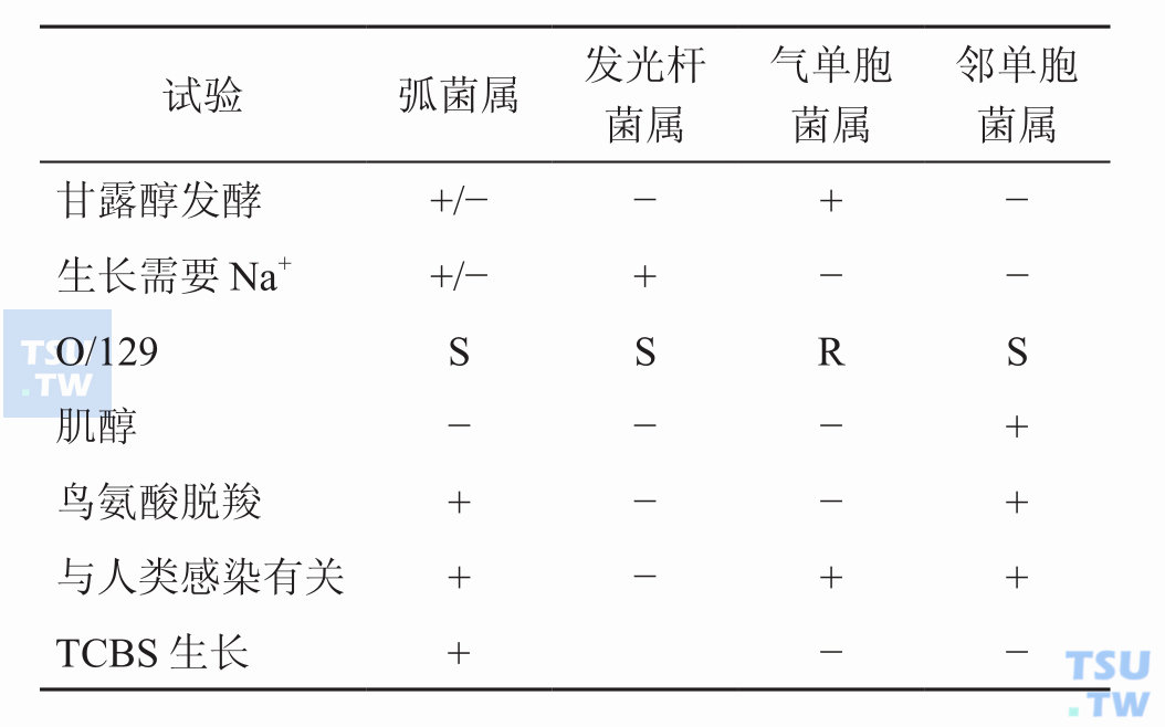 弧菌科细菌的主要鉴别