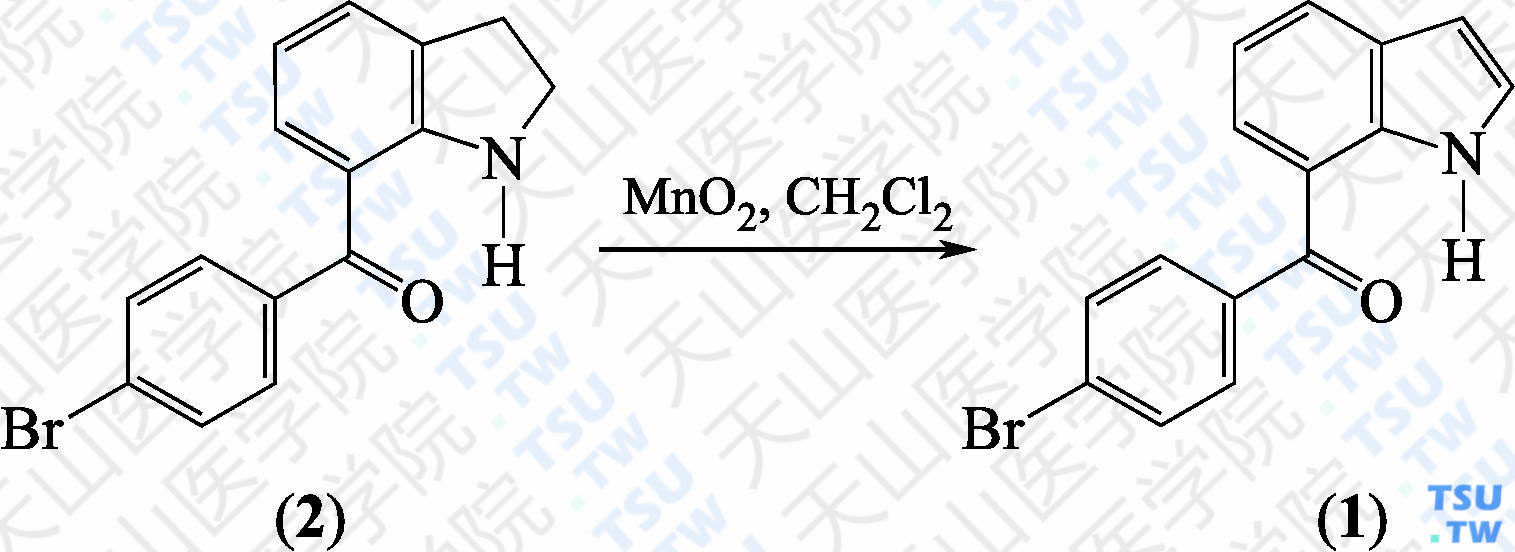 7-（4-溴苯甲酰基）吲哚（分子式：C<sub>15</sub>H<sub>10</sub>BrNO）的合成方法路线及其结构式