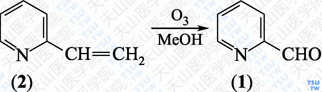 吡啶-2-甲醛（分子式：C<sub>6</sub>H<sub>5</sub>NO）的合成方法路线及其结构式