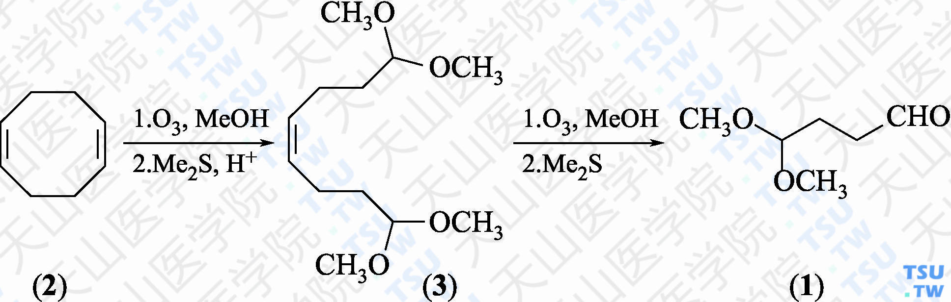 4，4-二甲氧基丁醛（分子式：C<sub>6</sub>H<sub>12</sub>O<sub>3</sub>）的合成方法路线及其结构式