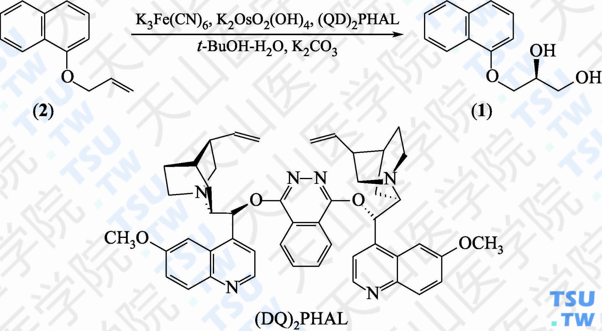 （2<i>S</i>）-3-（1-萘氧基）-1，2-丙二醇（分子式：C<sub>13</sub>H<sub>14</sub>O<sub>3</sub>）的合成方法路线及其结构式