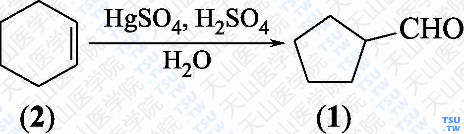 环戊基甲醛（分子式：C<sub>6</sub>H<sub>10</sub>O）的合成方法路线及其结构式