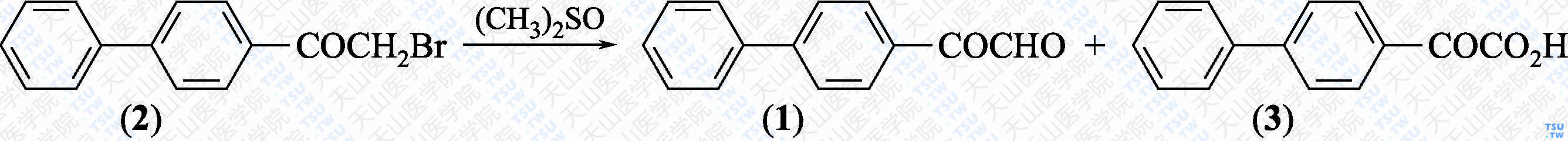 联苯基乙二醛（分子式：C<sub>14</sub>H<sub>10</sub>O<sub>2</sub>）的合成方法路线及其结构式