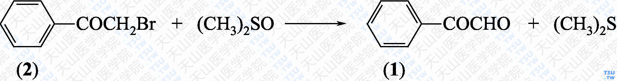 苯基乙二醛（分子式：C<sub>8</sub>H<sub>6</sub>O<sub>2</sub>）的合成方法路线及其结构式