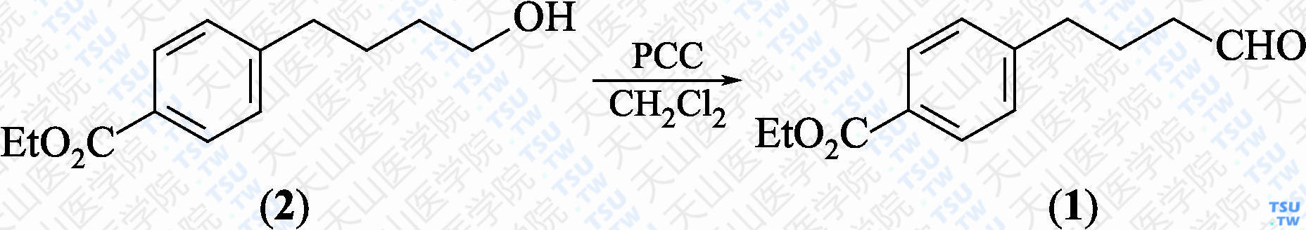 4-（4-氧代丁基）苯甲酸乙酯（分子式：C<sub>13</sub>H<sub>16</sub>O<sub>3</sub>）的合成方法路线及其结构式