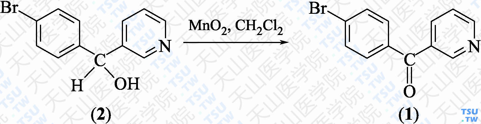 3-（4-溴苯甲酰基）吡啶（分子式：C<sub>12</sub>H<sub>8</sub>BrNO）的合成方法路线及其结构式