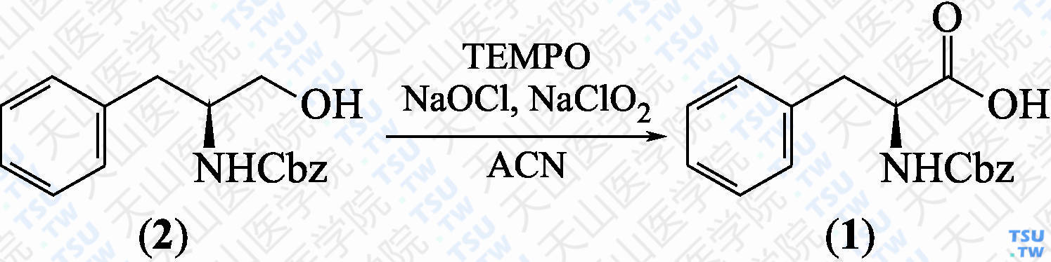 （<i>S</i>）-<i>N</i>-苄氧羰基苯丙氨酸（分子式：C<sub>17</sub>H<sub>17</sub>NO<sub>4</sub>）的合成方法路线及其结构式