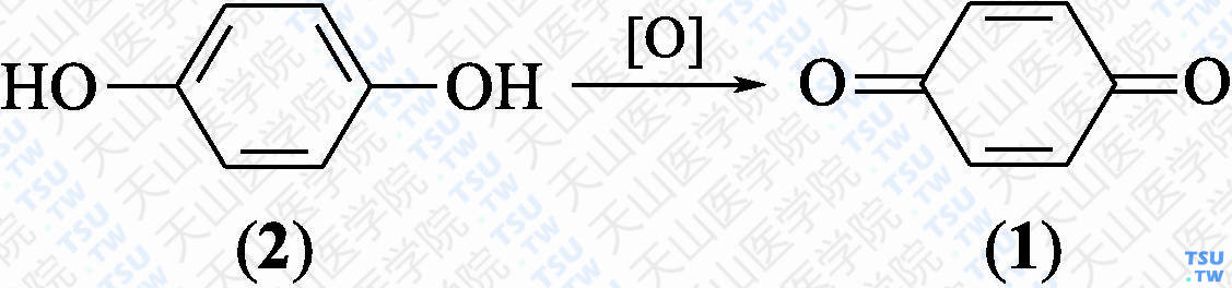 对苯醌（分子式：C<sub>6</sub>H<sub>4</sub>O<sub>2</sub>）的合成方法路线及其结构式