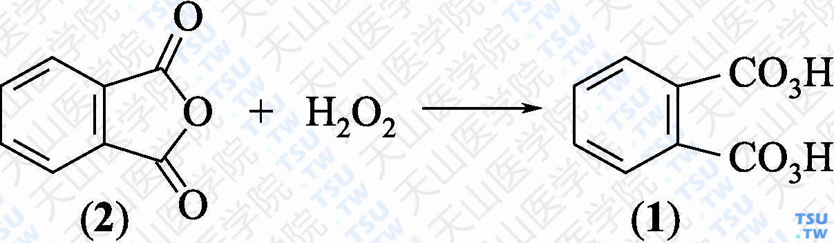 单过氧邻苯二甲酸（分子式：C<sub>8</sub>H<sub>6</sub>O<sub>5</sub>）的合成方法路线及其结构式