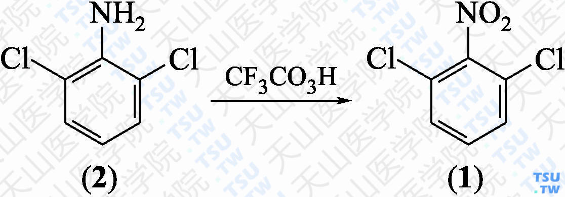 2，6-二氯硝基苯（分子式：C<sub>6</sub>H<sub>3</sub>Cl<sub>2</sub>NO<sub>2</sub>）的合成方法路线及其结构式