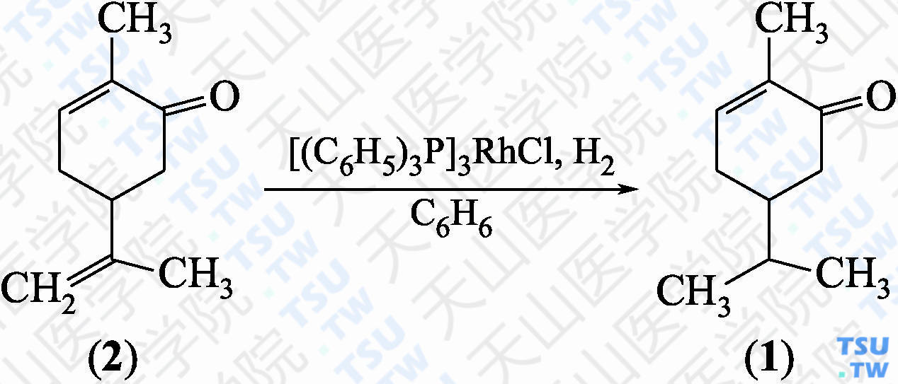 二氢化香芹酮（分子式：C<sub>10</sub>H<sub>16</sub>O）的合成方法路线及其结构式