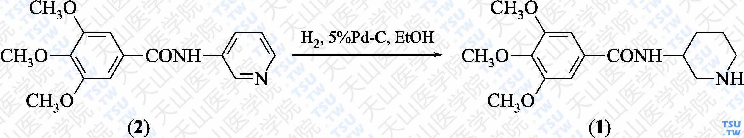 曲昔派特（分子式：C<sub>15</sub>H<sub>22</sub>N<sub>2</sub>O<sub>4</sub>）的合成方法路线及其结构式
