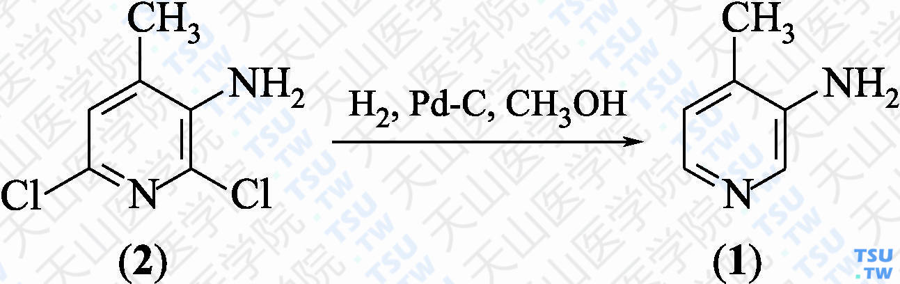 2-氨基-4-甲基吡啶（分子式：C<sub>6</sub>H<sub>8</sub>N<sub>2</sub>）的合成方法路线及其结构式