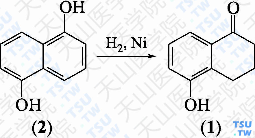 5-羟基-1-萘满酮（分子式：C<sub>10</sub>H<sub>10</sub>O<sub>2</sub>）的合成方法路线及其结构式