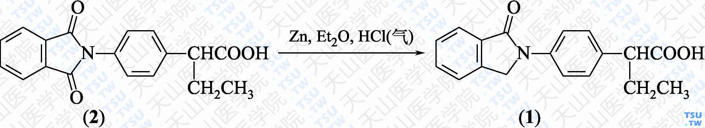 吲哚布芬（分子式：C<sub>18</sub>H<sub>17</sub>NO<sub>3</sub>）的合成方法路线及其结构式