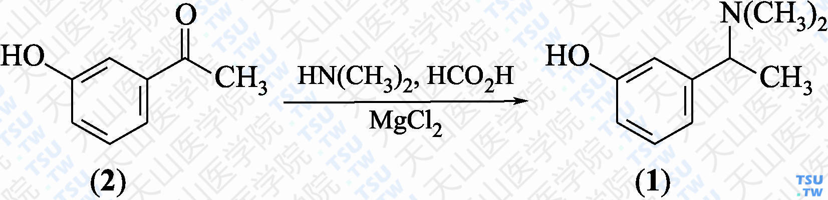3-（1-二甲基氨乙基）苯酚（分子式：C<sub>10</sub>H<sub>15</sub>NO）的合成方法路线及其结构式