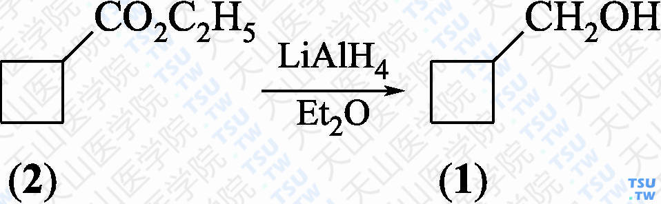 环丁基甲醇（分子式：C<sub>5</sub>H<sub>10</sub>O）的合成方法路线及其结构式
