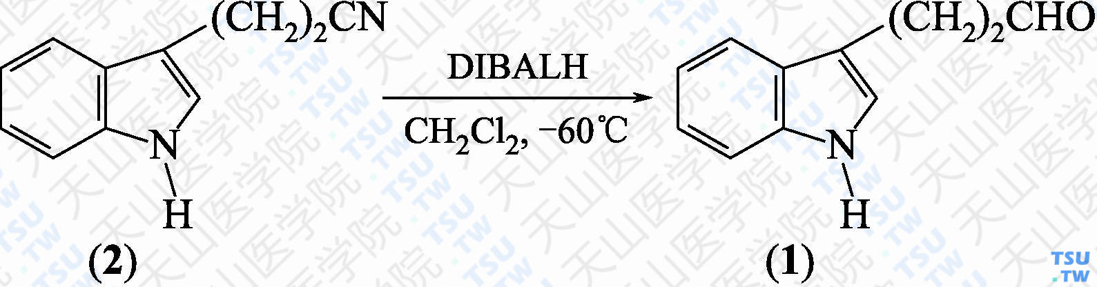 3-（3-吲哚基）丙醛（分子式：C<sub>11</sub>H<sub>11</sub>NO）的合成方法路线及其结构式